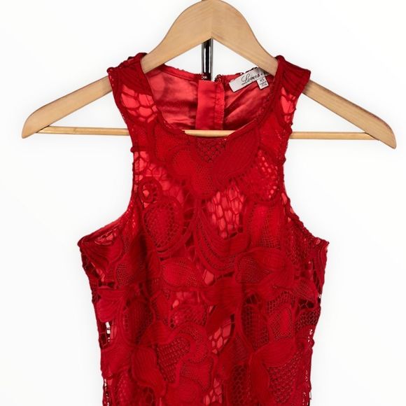 Lovers + Friends Caspian Lace Shift Mini Dress in Coral Red size XS - Picture 4 of 14